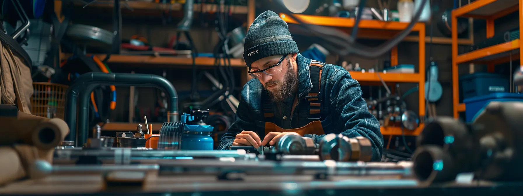 Budget-Friendly Poly B Repiping: Cost-Saving Strategies & Options 1 a plumber comparing different types of piping options on a workbench.